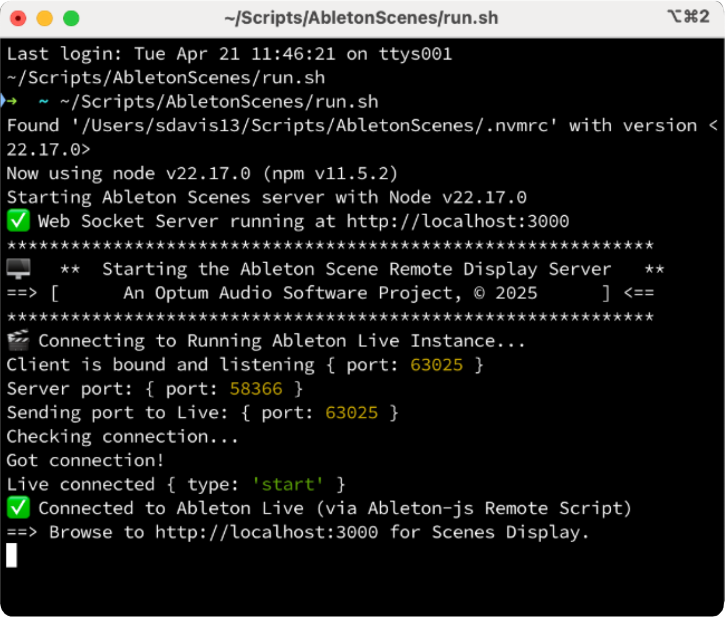 Application server running in terminal