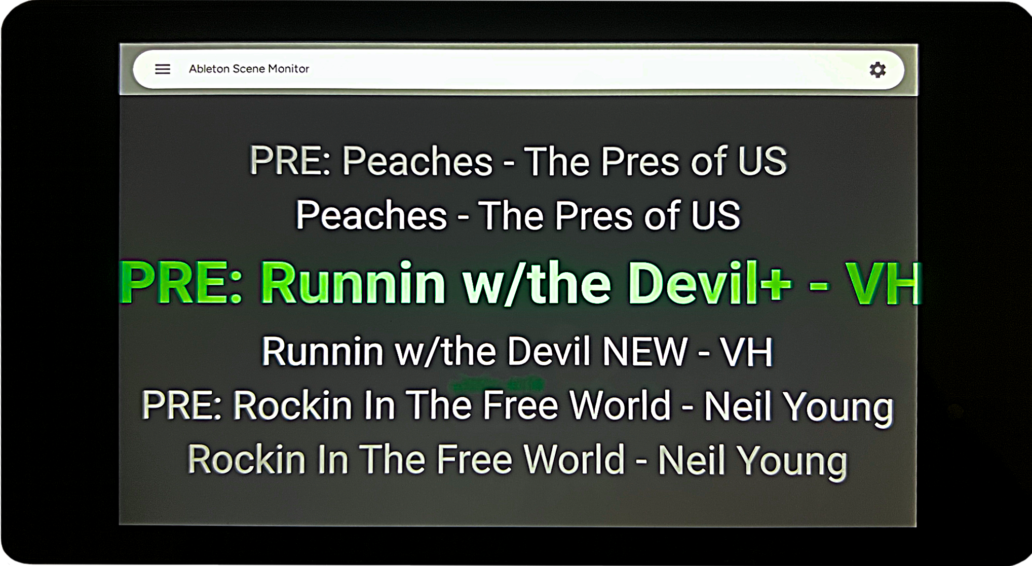 Application running on tablet